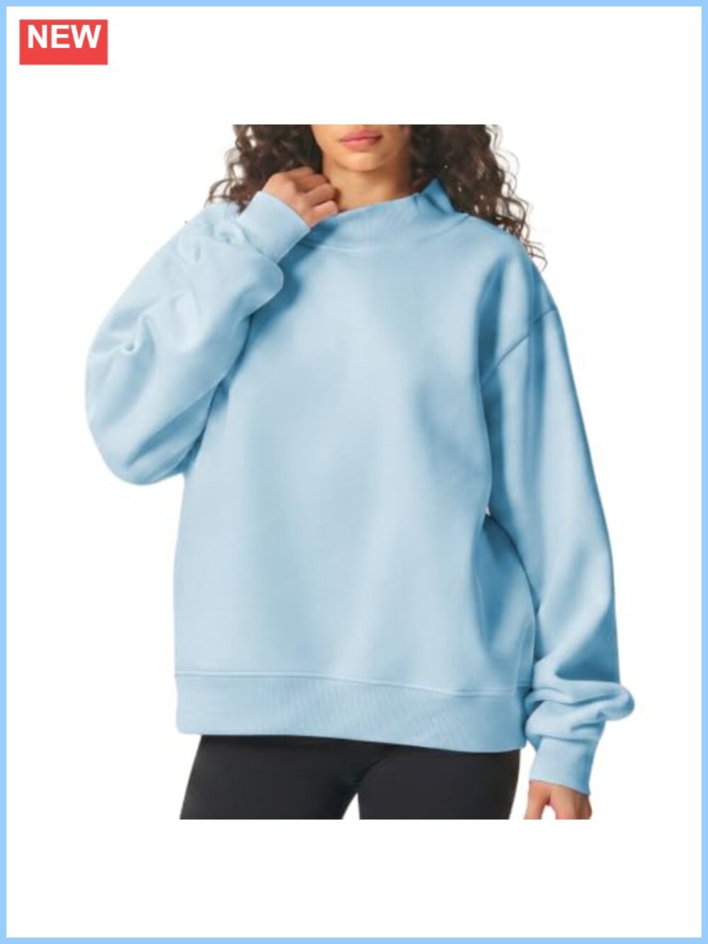 Fleece Lined Mock Neck Sweatshirt Oversized Pullover Top